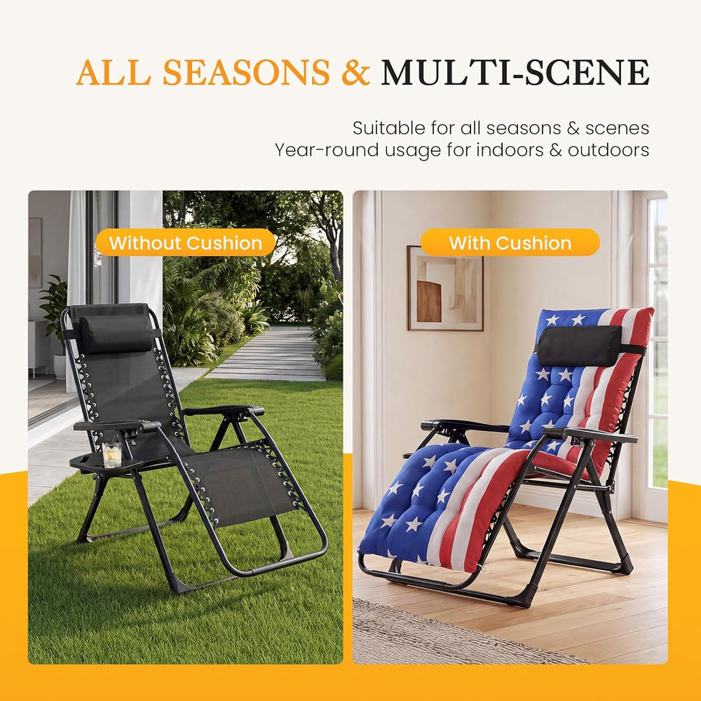 NEWBULIG Zero Gravity Chairs Set of 2, Outdoor Chairs with Cup Holder Trays