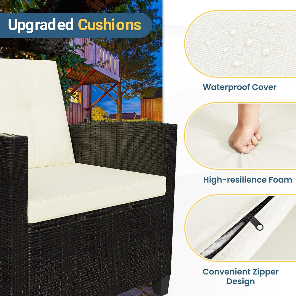 4 Piece Wicker Patio Furniture Set - Sturdy,Easy Assembly,Modern Design