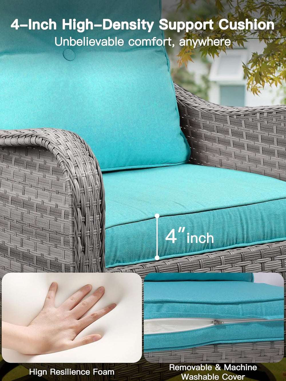 3-Piece Patio Furniture Set, Outdoor Swivel Rocking Chairs