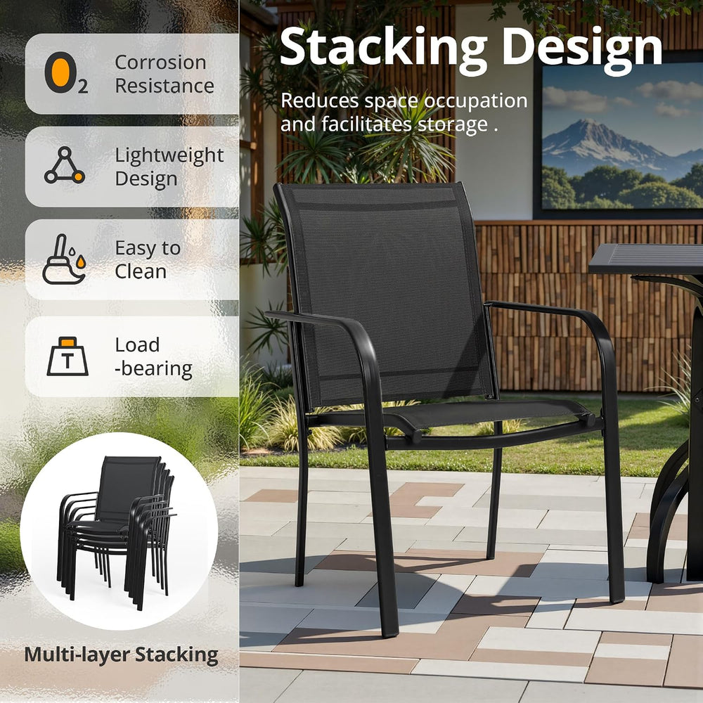 SUNCROWN 8 - Piece Outdoor Dining Set, Patio Furniture Set with 6 Textilene D...