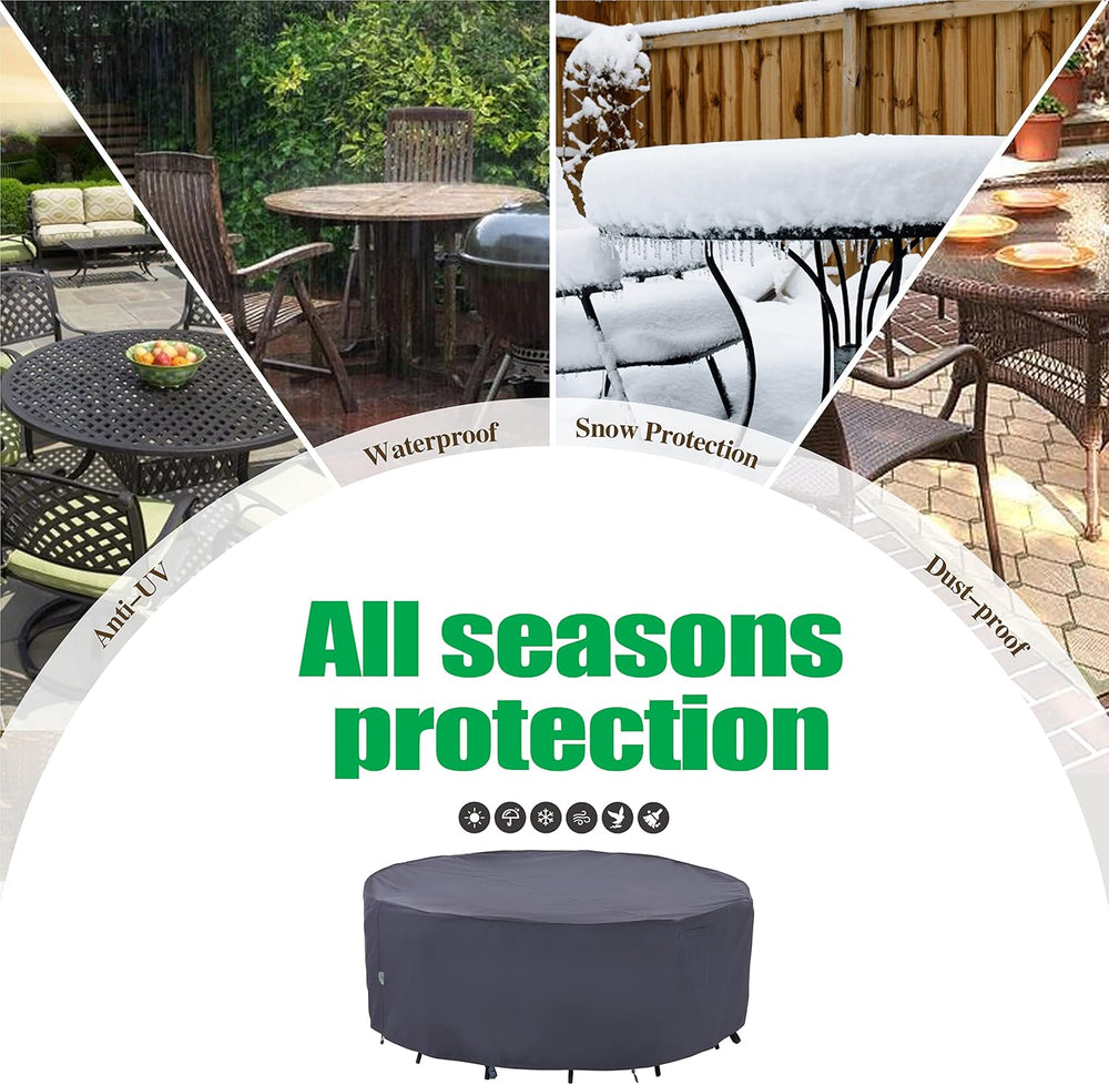 Round Patio Furniture Covers, Grey, 84" Dia x 27.5" H