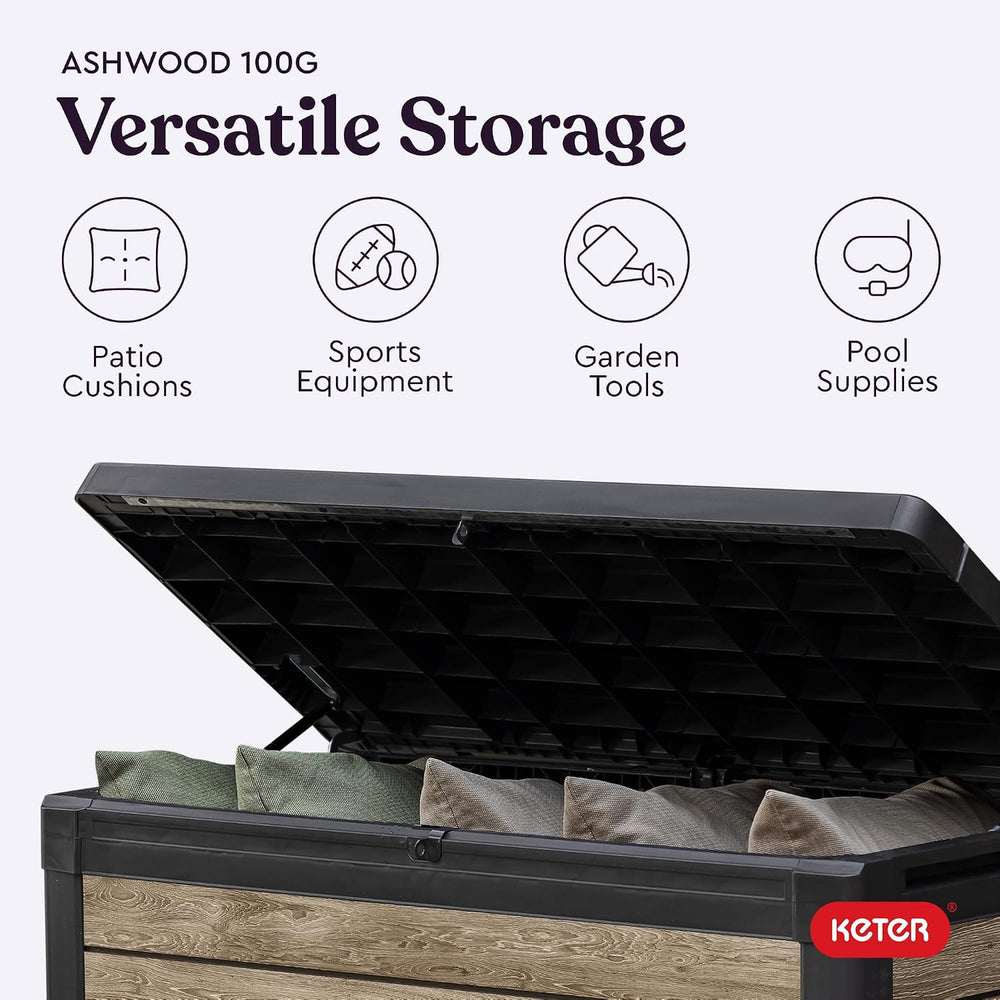 Keter Signature Collection 100 Gallon Resin Deck Box Organization Box and Sto...