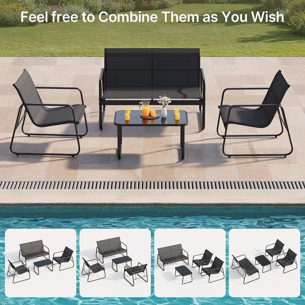Gizoon 4PCS Patio Furniture Set, Outdoor Patio Furniture