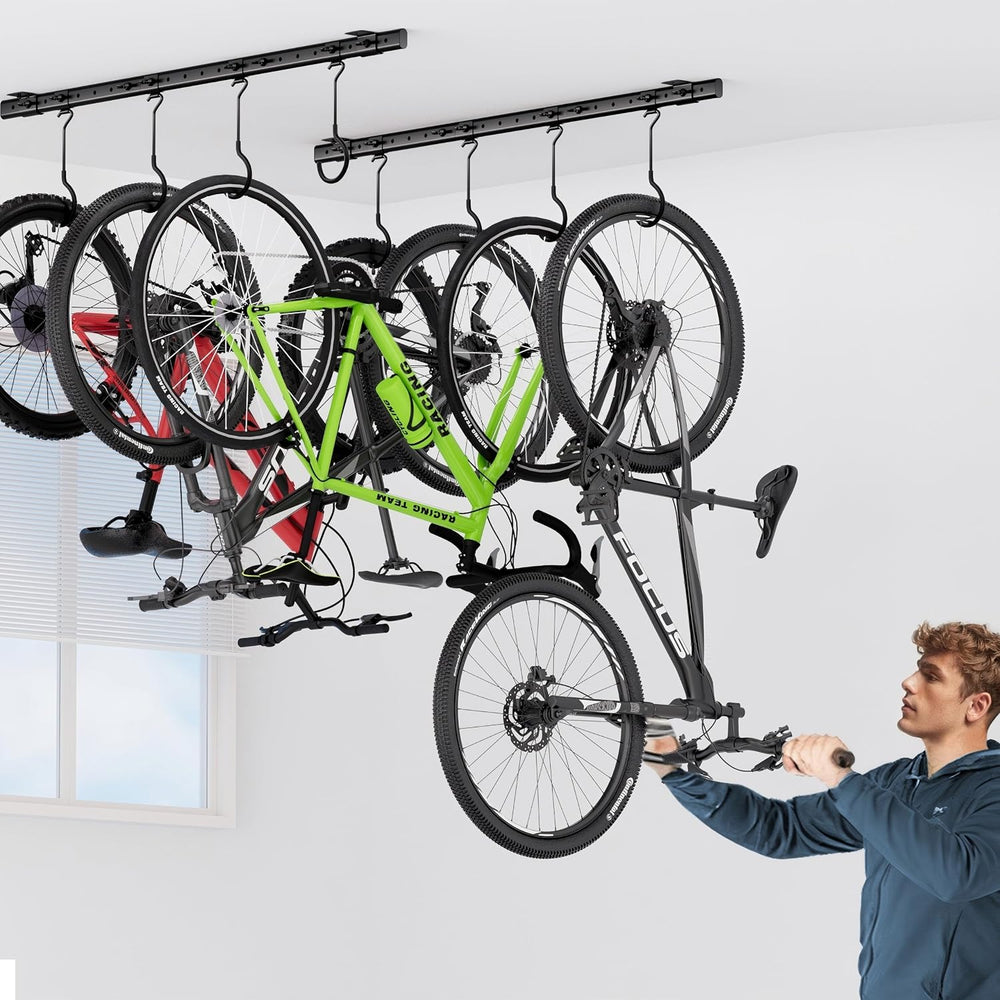 Urban Deco Ceiling Mounted Bike Rack for Garage, Indoor Metal Bike Hanger wit...
