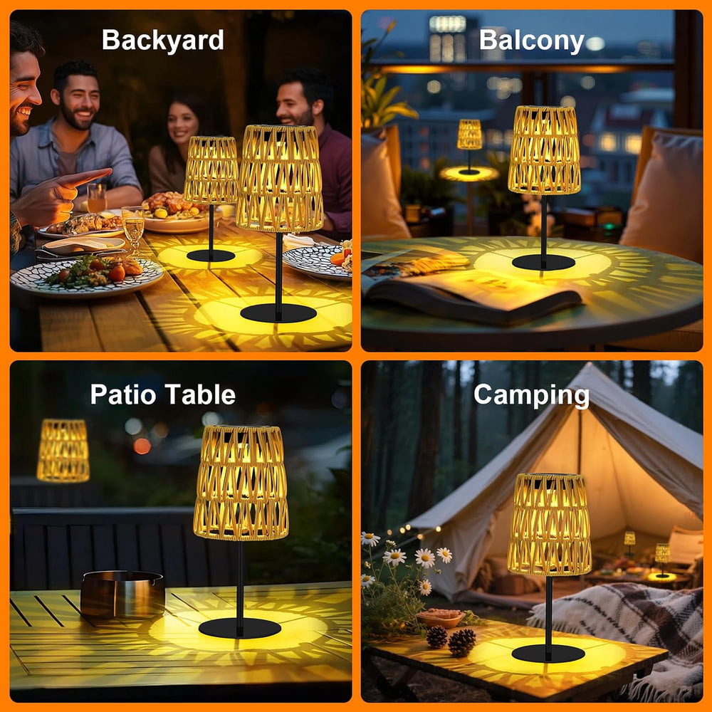 2pcs Outdoor Table Lamp: Rechargeable LED Solar Lantern for Garden Yard, Wate...