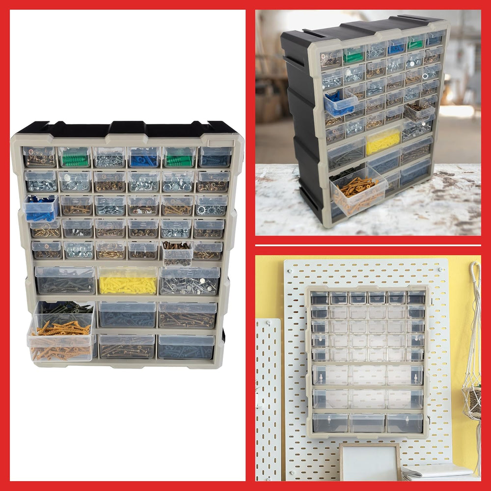Stalwart 39-Drawer Plastic Small Parts Organizer, Black
