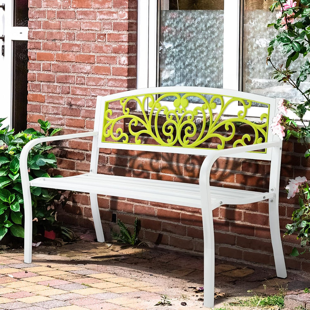 47in Outdoor Garden Park Bench,Outdoor Metal Porch Benches,Weatherproof Patio...