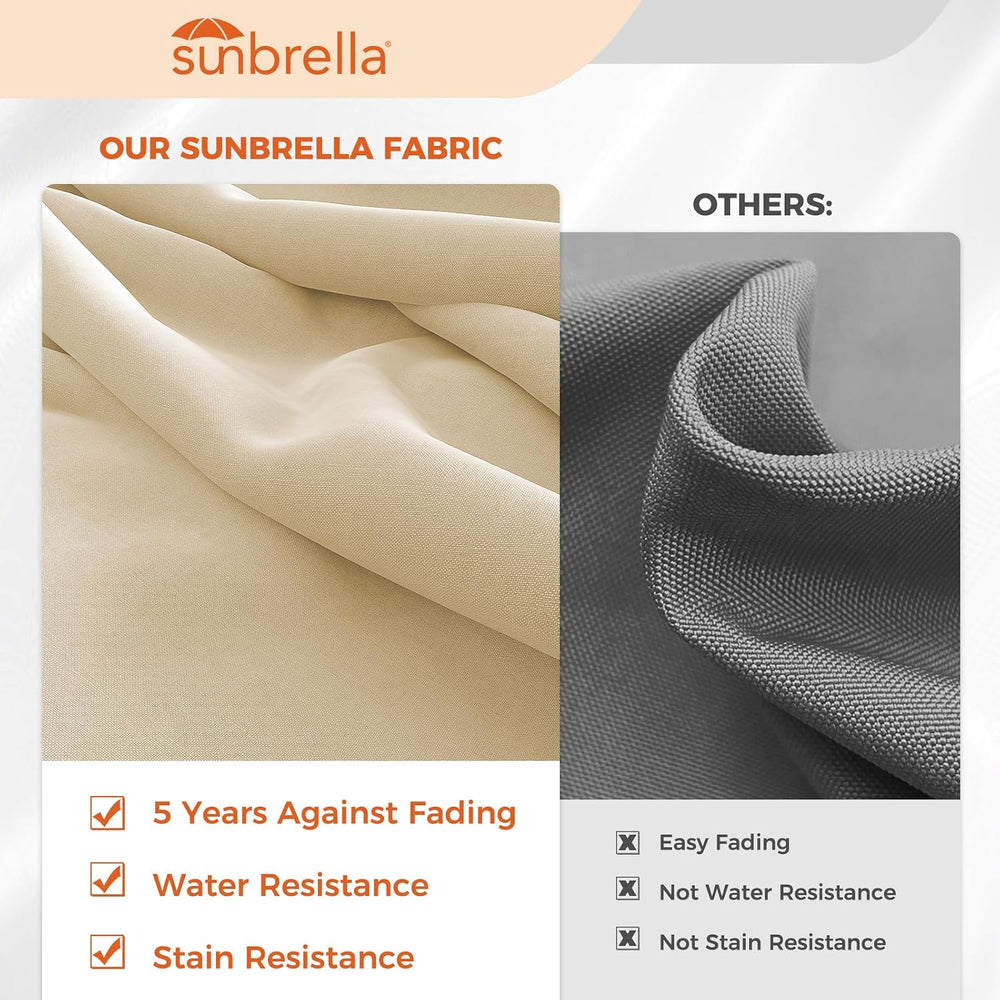 Grand patio 10x10 FT Sunbrella Square Cantilever Umbrella with Base, Flax