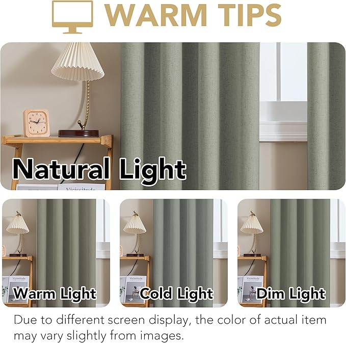 H.VERSAILTEX Linen Curtains 100% Blackout Curtains for Bedroom 108 inch Long ...