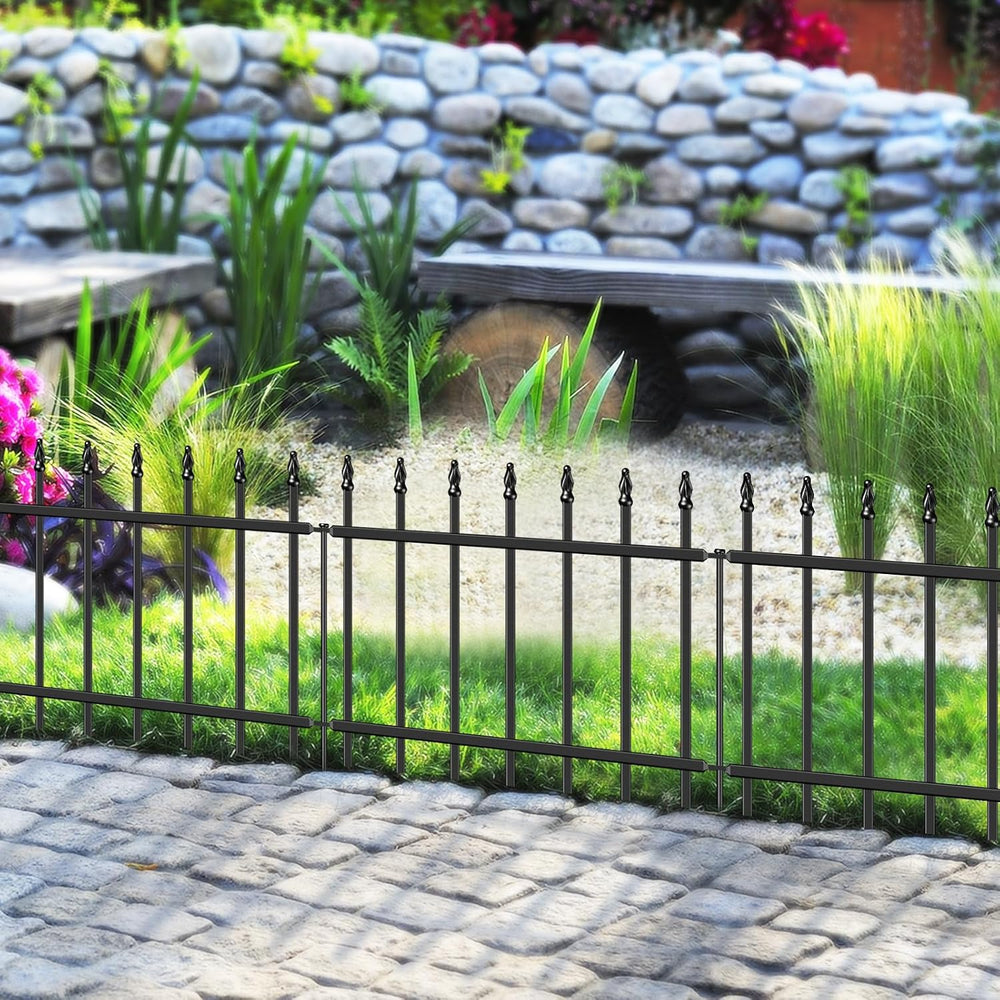 Decorative Metal Garden Fence 18" x 10', Small Fence Border with Stakes