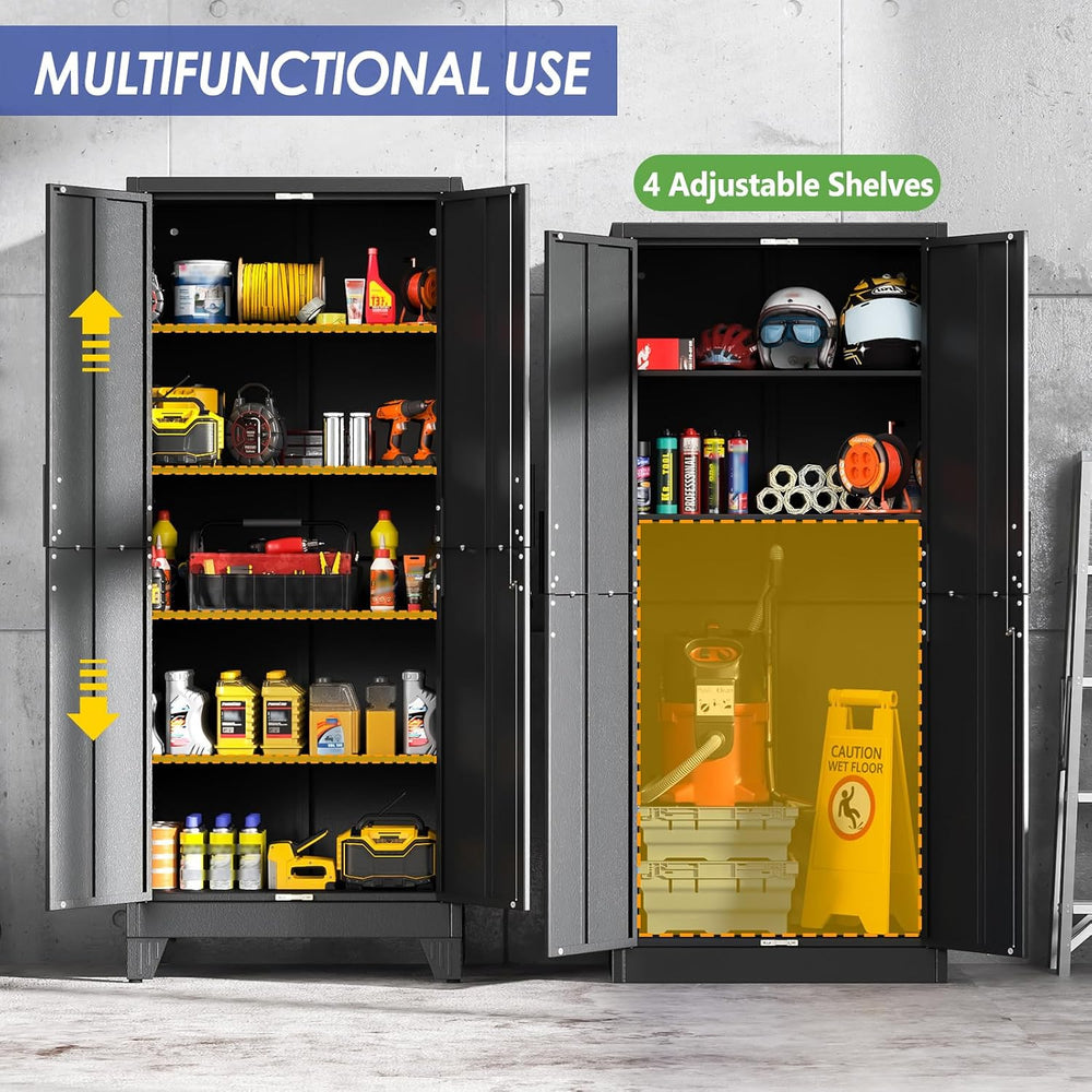 71" Metal Garage Storage Cabinet with Locking Doors and Shelves