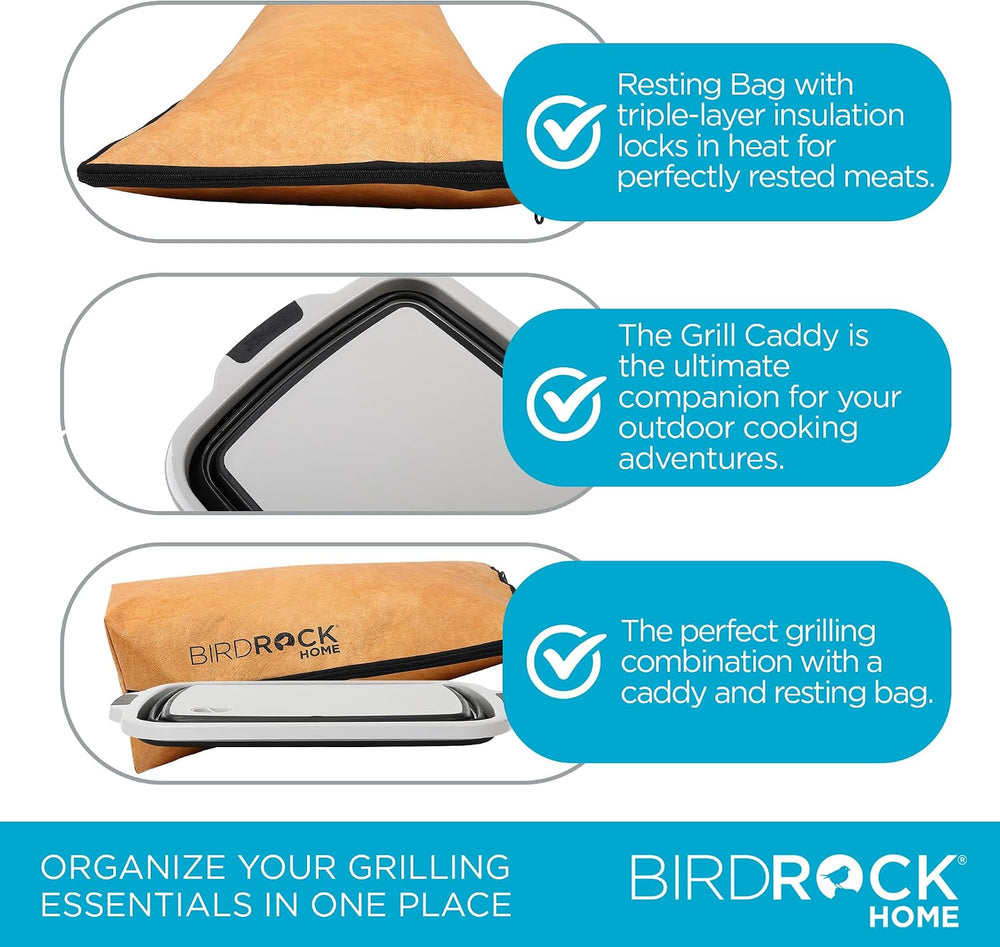 BIRDROCK HOME Collapsible Large BBQ Prep Tub & BBQ Resting Bag - Multi-Fu...