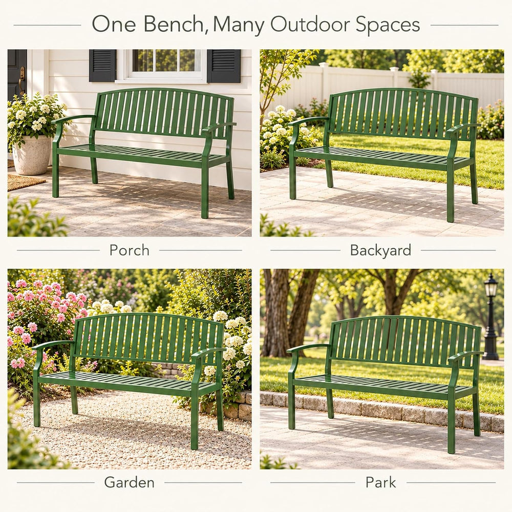 52'' Outdoor Garden Bench for 2, Aluminum Patio Bench