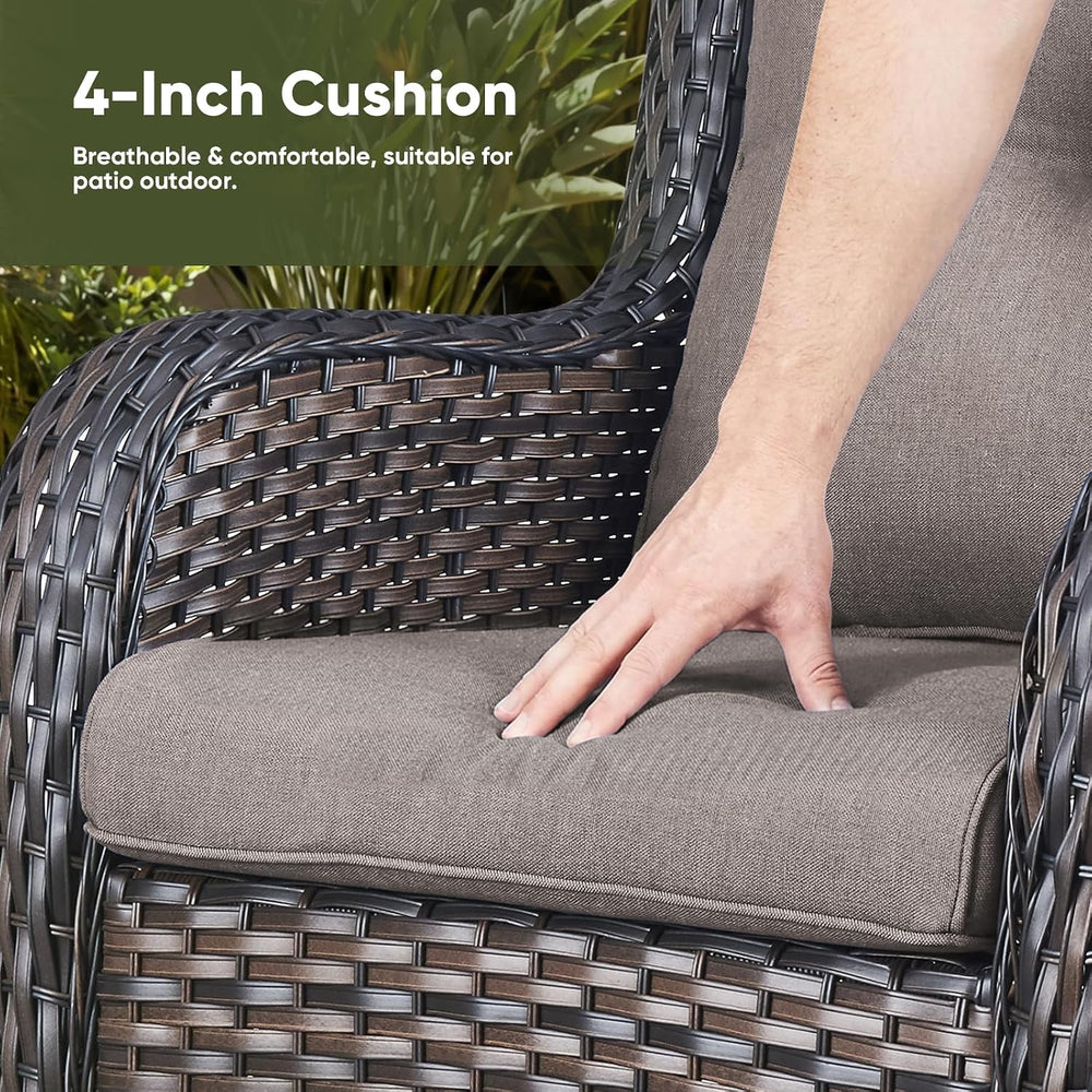 Rilyson Outdoor Wicker Patio Chairs Set of 2, Rattan Dining Chairs Porch Chai...