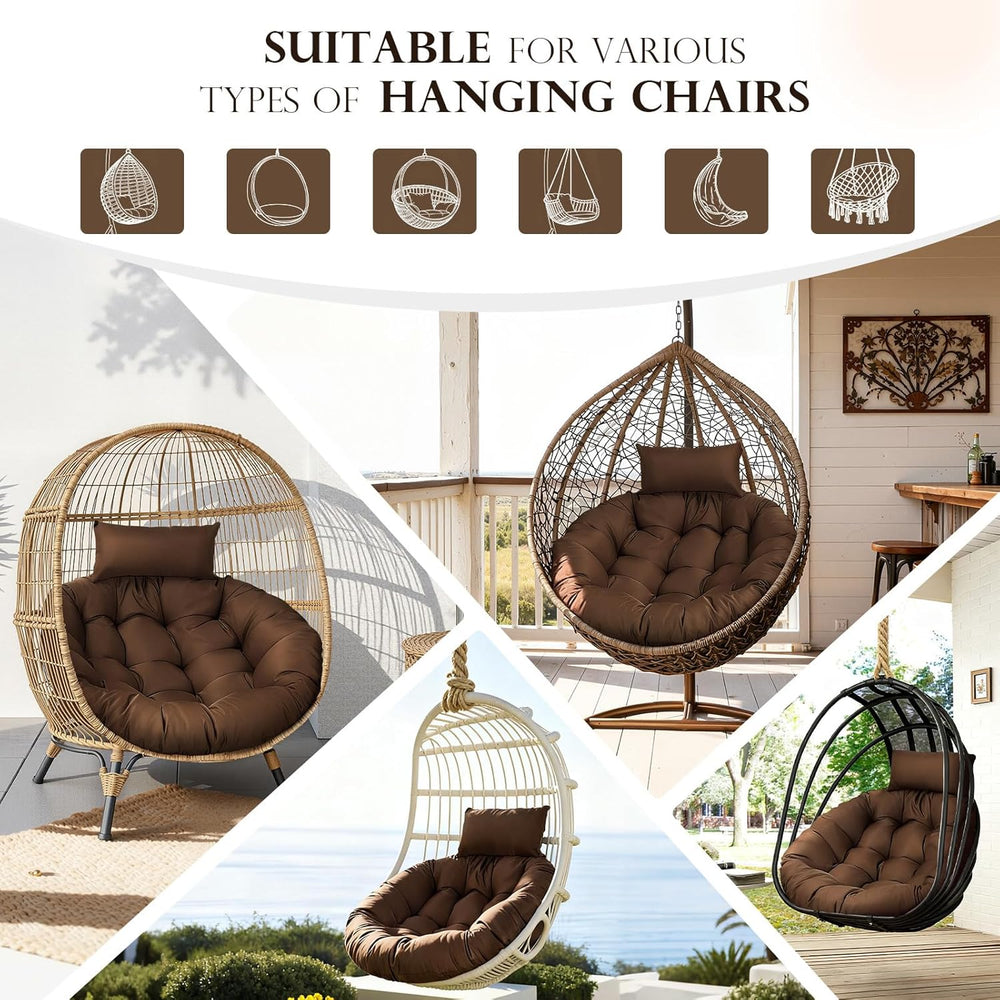 Removable Egg Chair Cushions with Headrest Pillow Waterproof