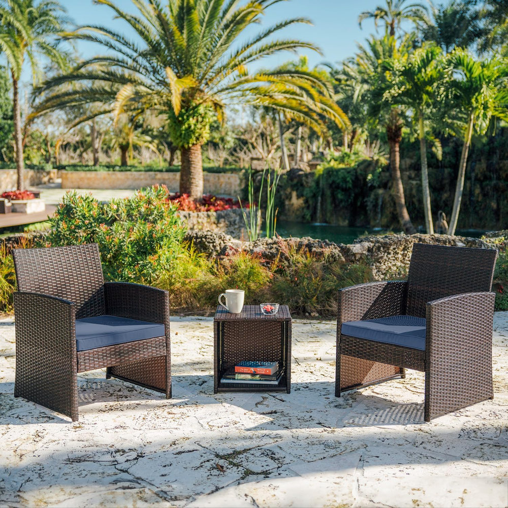 Nestl Wicker Patio Furniture Set - 3 Piece Bistro Table and Chairs Set of 2, ...