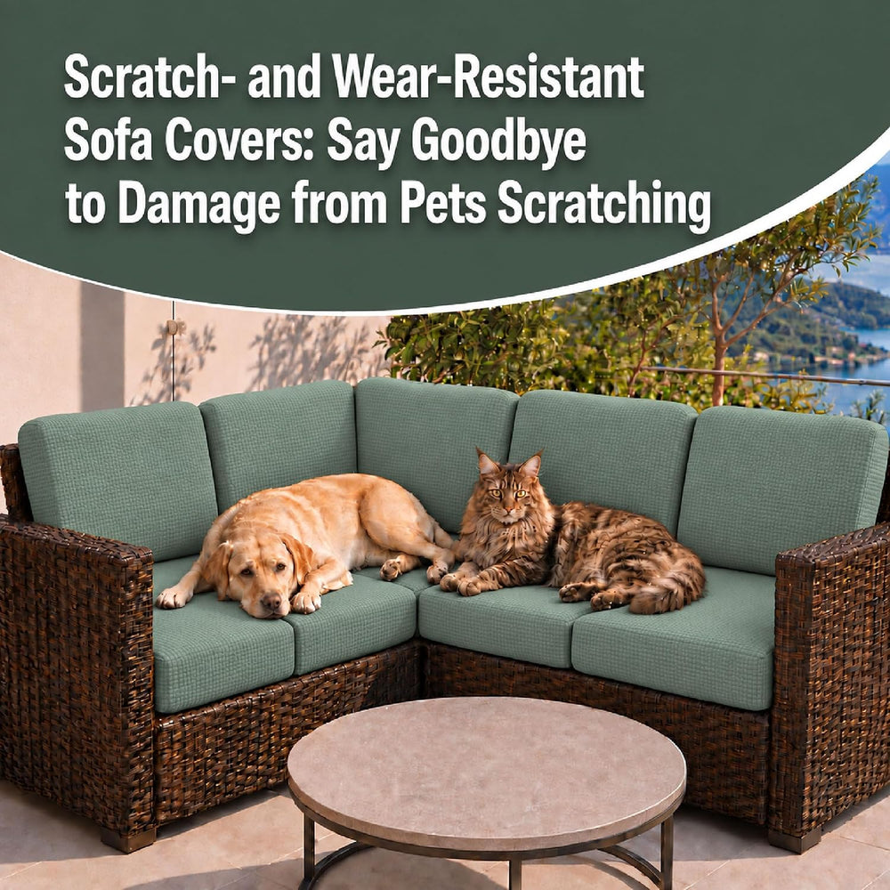 8Pcs Patio Cushion Covers, Outdoor Stretch Cushion Covers, Washable