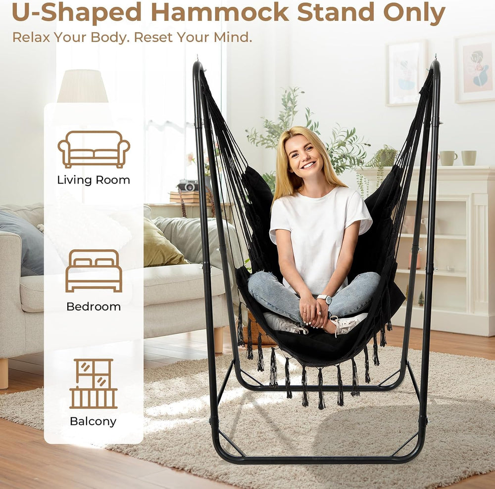 Hammock Chair Stand, 220 lbs Capacity, Hanging Chair Stand, Black