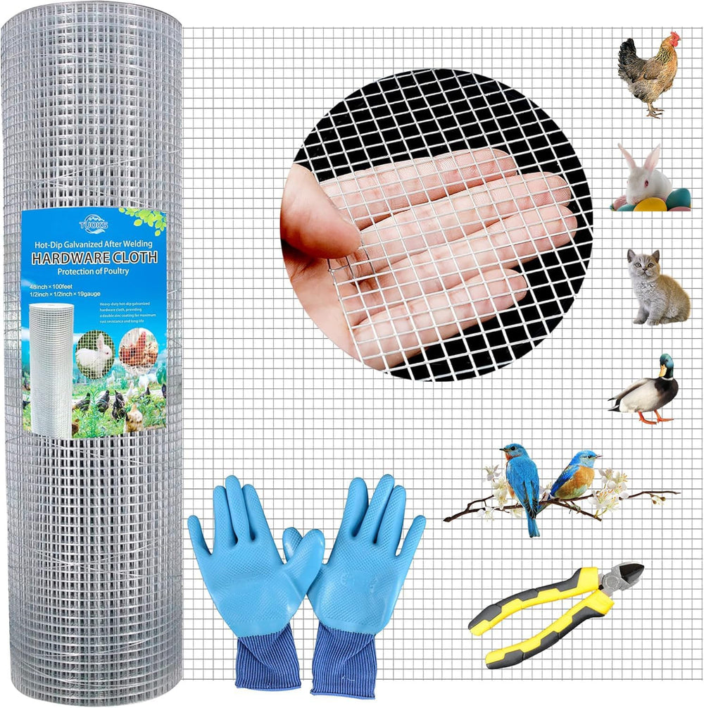Hot-Dip Galvanized 1/2in Hardware Cloth 48x100ft 19G Chicken Wire Fencing | T...