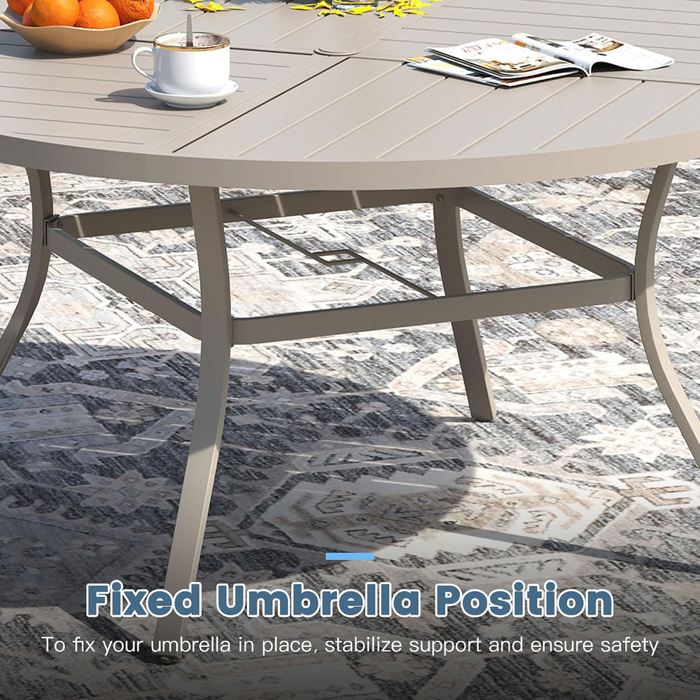 DIFY 7 Piece Outdoor Dining Set, 53.1" Round Table & 6 Chairs, Sands...