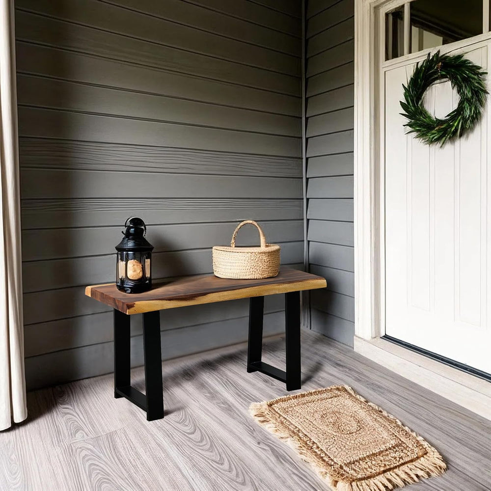 Rustic Live Edge Natural Solid Wood Bench 32" x 14" x 17" Height