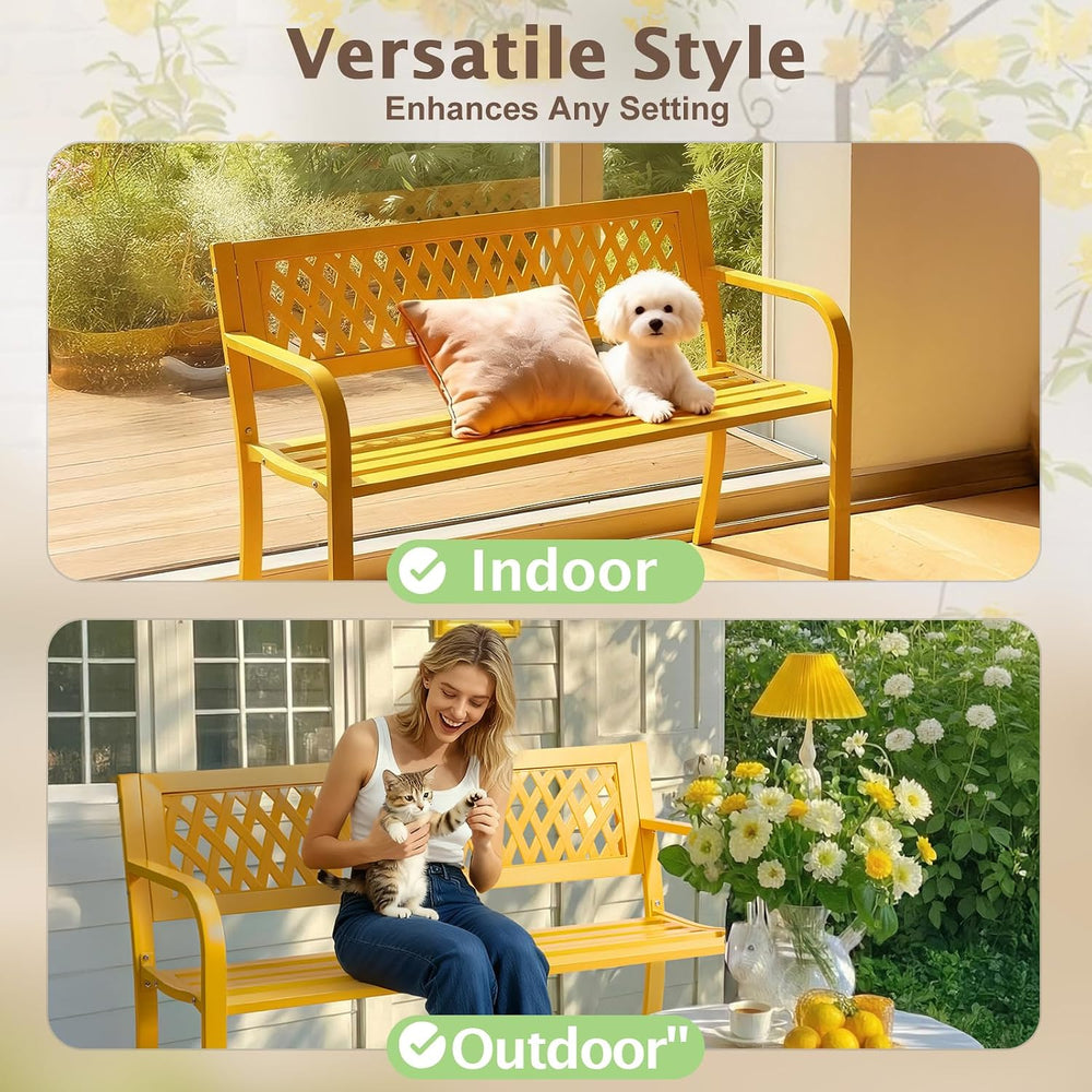VINGLI 47'' Outdoor Bench, Weather Resistant Garden Patio Bench Powde...