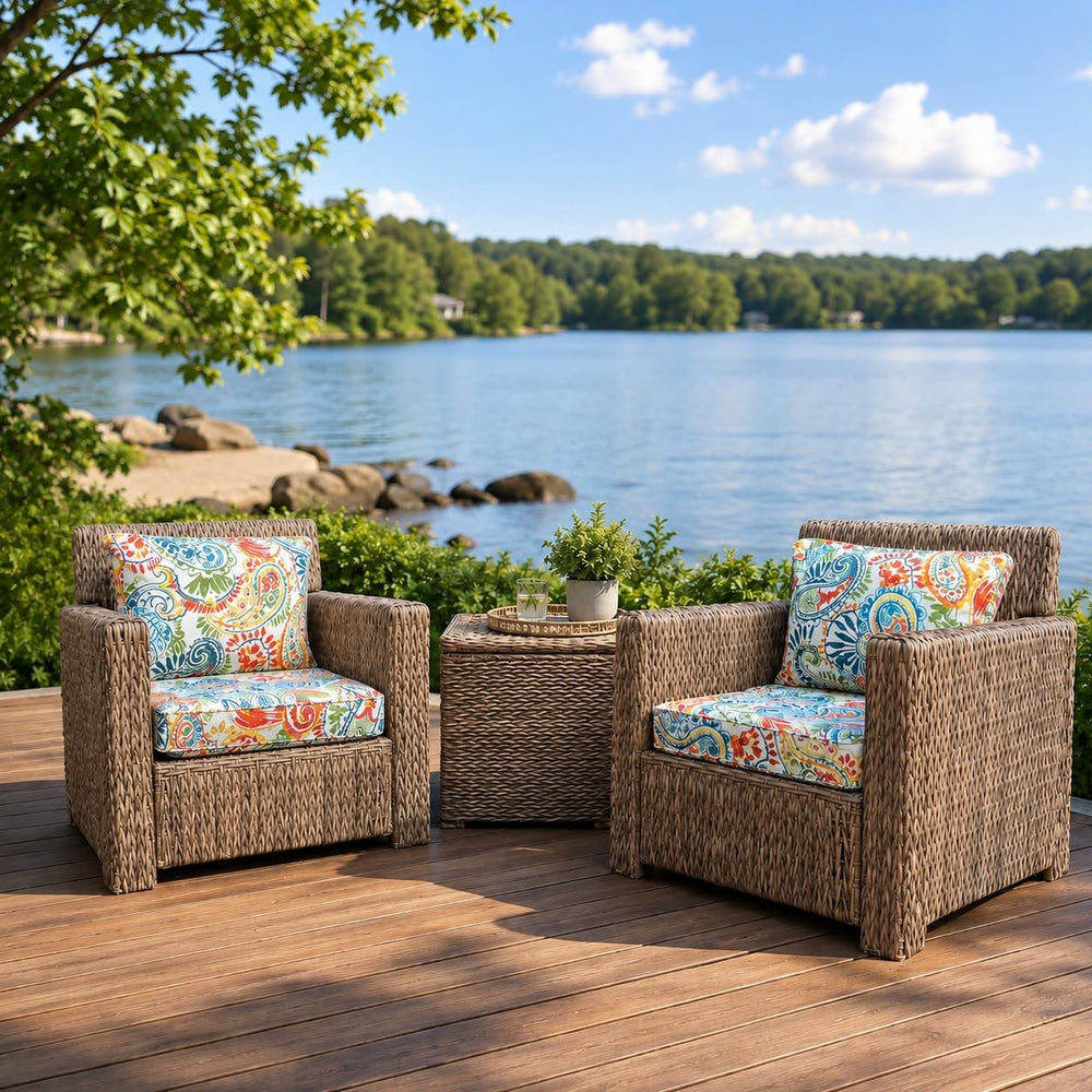 Outdoor Patio Seat/Back Chair Cushion Set 22"x22" Waterproof Fade-R...