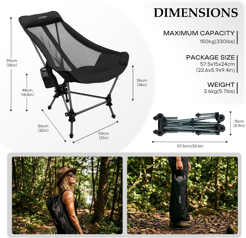 Portable Folding Rocking Camping Chair with High Back Beach Chair