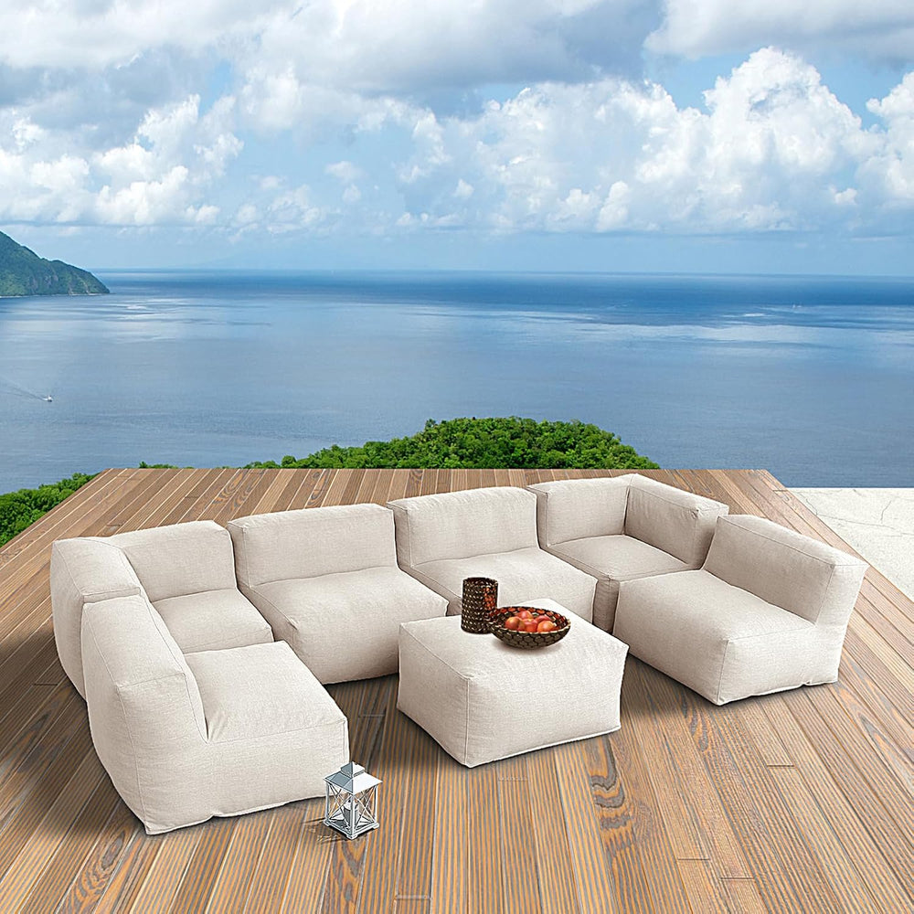 Dineli ANNYH Patio Garden Sectional Conversation Set Outdoor Modular Sofa