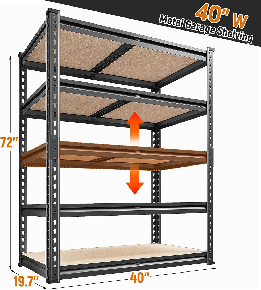 REIBII 40" W Storage Shelves Load 2500Lbs for Garage Pantry Closet Kitchen