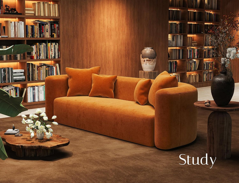 94.5" Modern Curved Sofa Couches for Living Room, Oversized 3 Seat, Orange