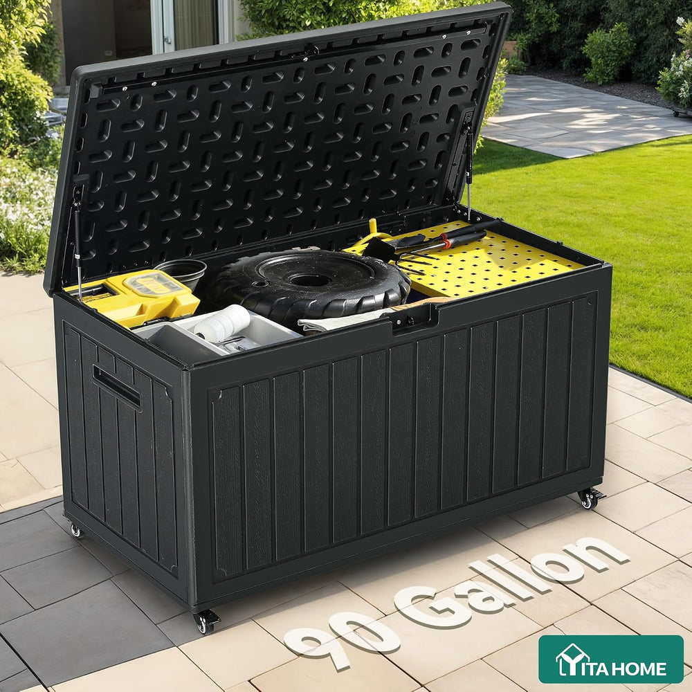YITAHOME 90 Gallon Outdoor Storage Box with 6 Wheels