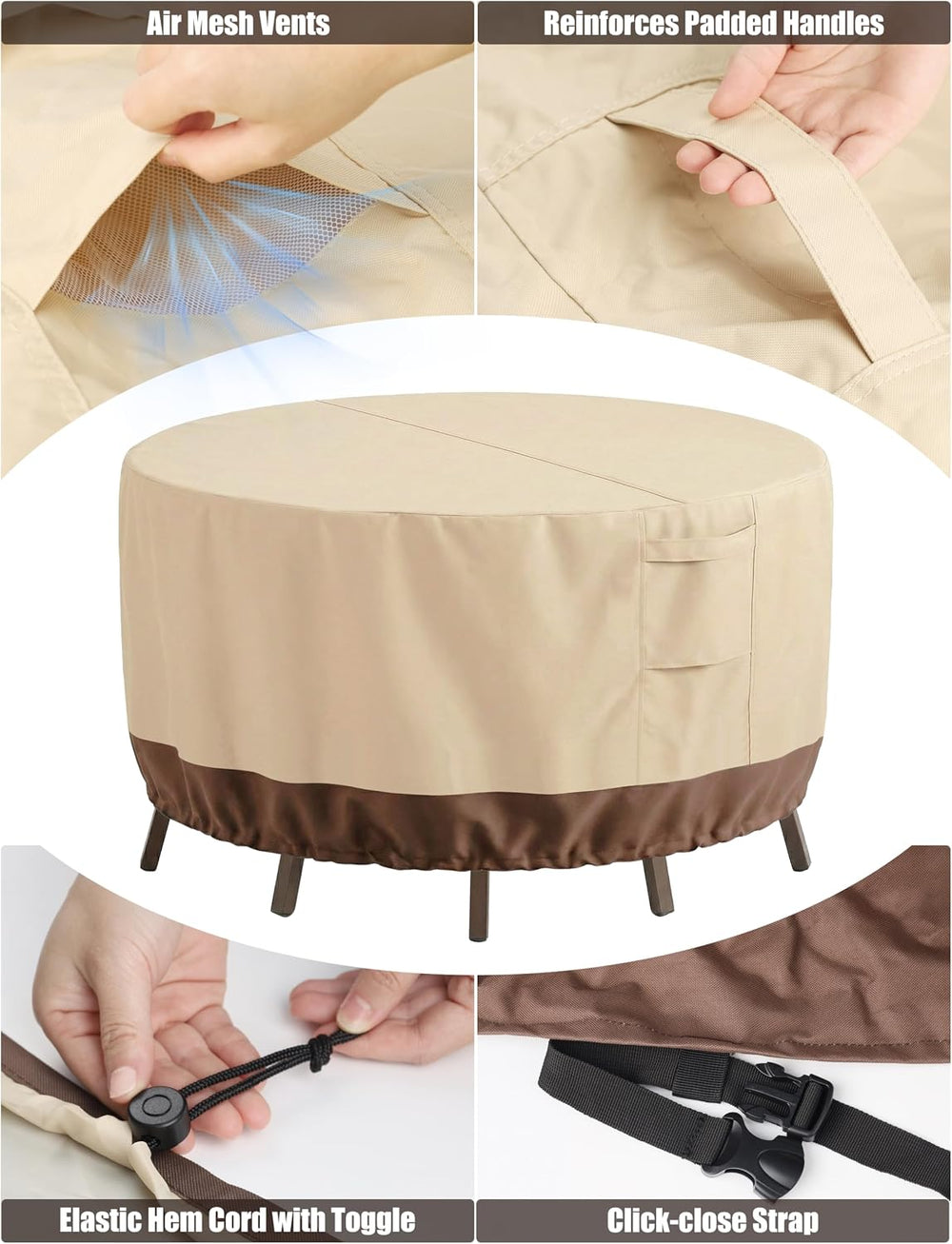 Vailge Patio Outdoor Furniture Covers Waterproof, Round Outdoor Table Cover