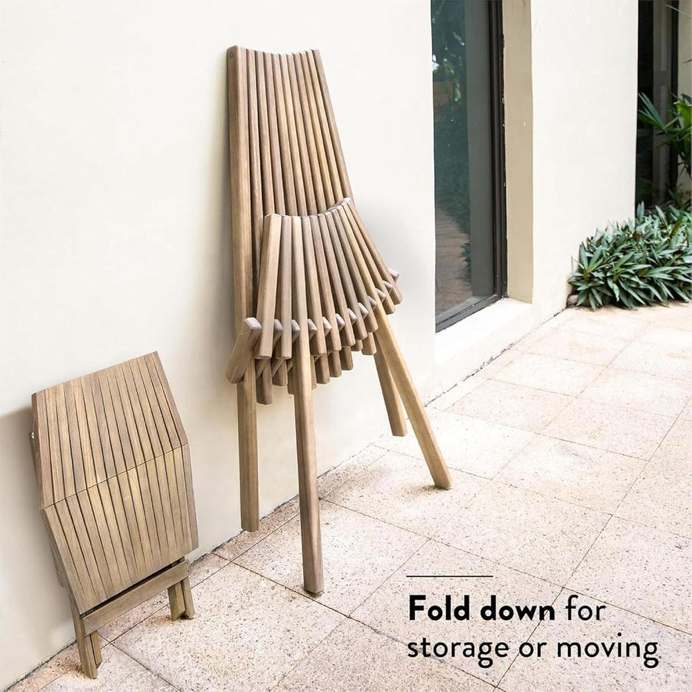 2PCS Wooden Folding Tamarack Chairs, FSC Certified Acacia Low Profile Adirond...
