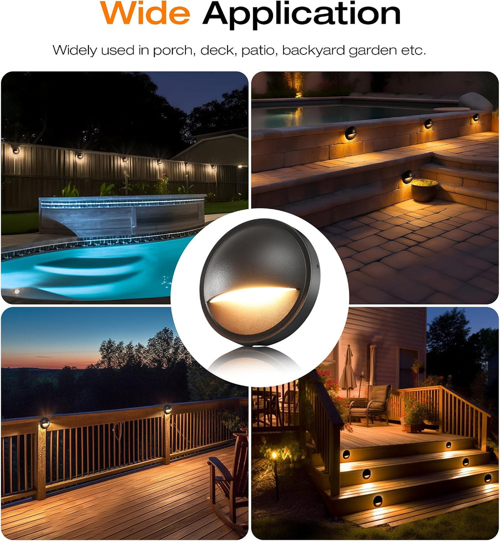 CLOUDY BAY [12 Pack] 3CCT Low Voltage LED Deck Lights Outdoor,2700K/3500K/500...