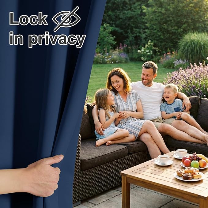 RYB HOME Extra Wide Outdoor Curtains for Patio Waterproof Heavy Duty Thermal ...
