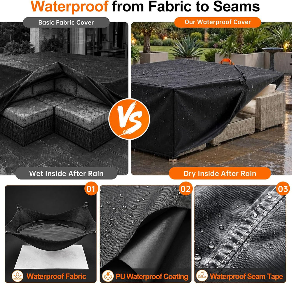 Patio Furniture Cover Waterproof for Winter - 98"Lx98"Wx28"H,S...
