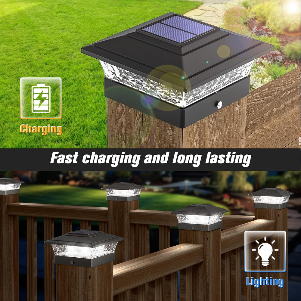 Solar Post Cap Lights Outdoor 12pack, Waterproof Fence Post Lights with 16 Ul...