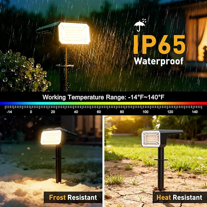 Solar Spot Lights Outdoor Waterproof IP65, [8 Pack/100 LED/4 Modes] Solar Lan...