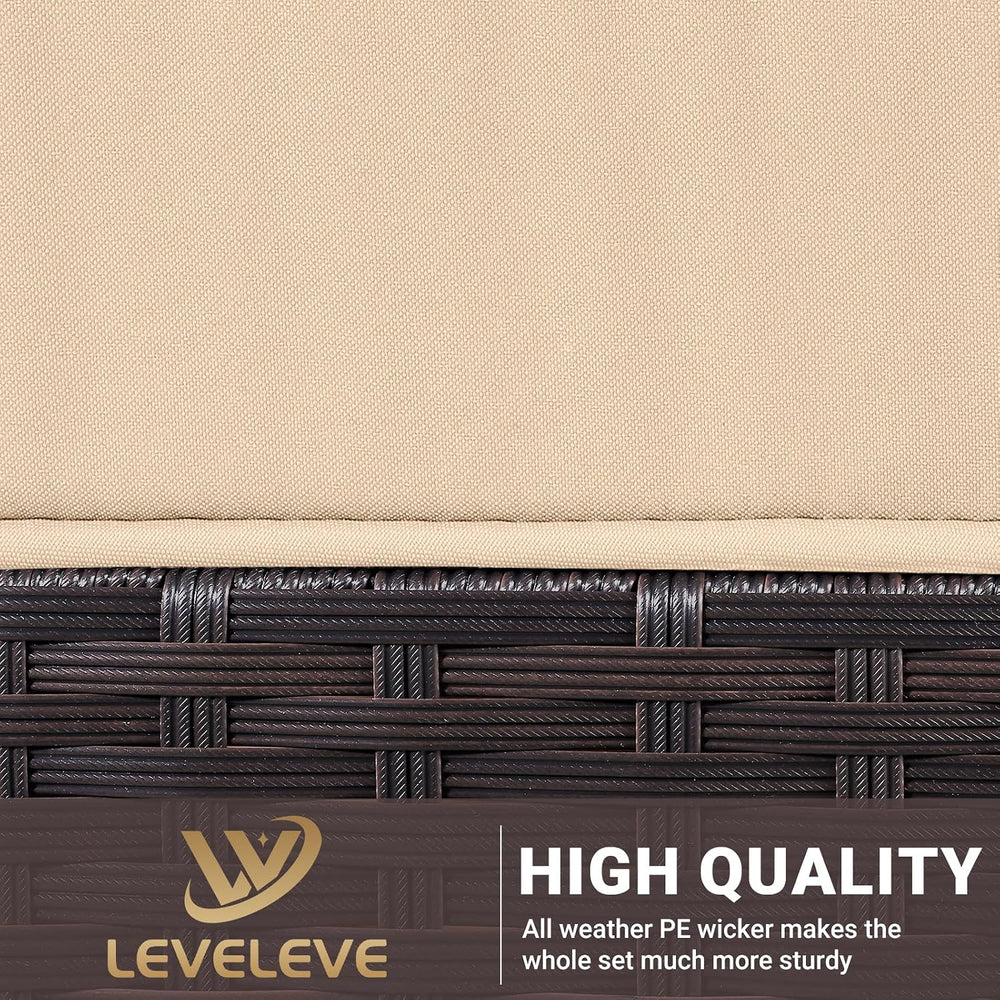LEVELEVE 3 pcs Rocking Bistro Set Conversation Chairs PE Wicker Outdoor Rocki...