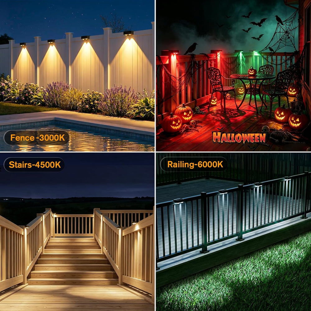 Bridika Solar Deck Lights with Remote, 16 Pack Fence Lights Solar Powered