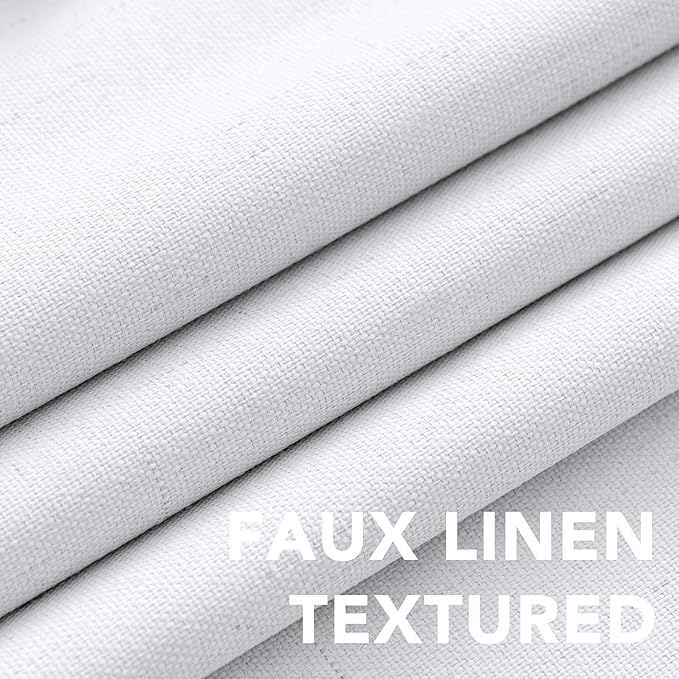 H.VERSAILTEX White Linen Blackout Curtains Durable Thick Textured Linen Look ...