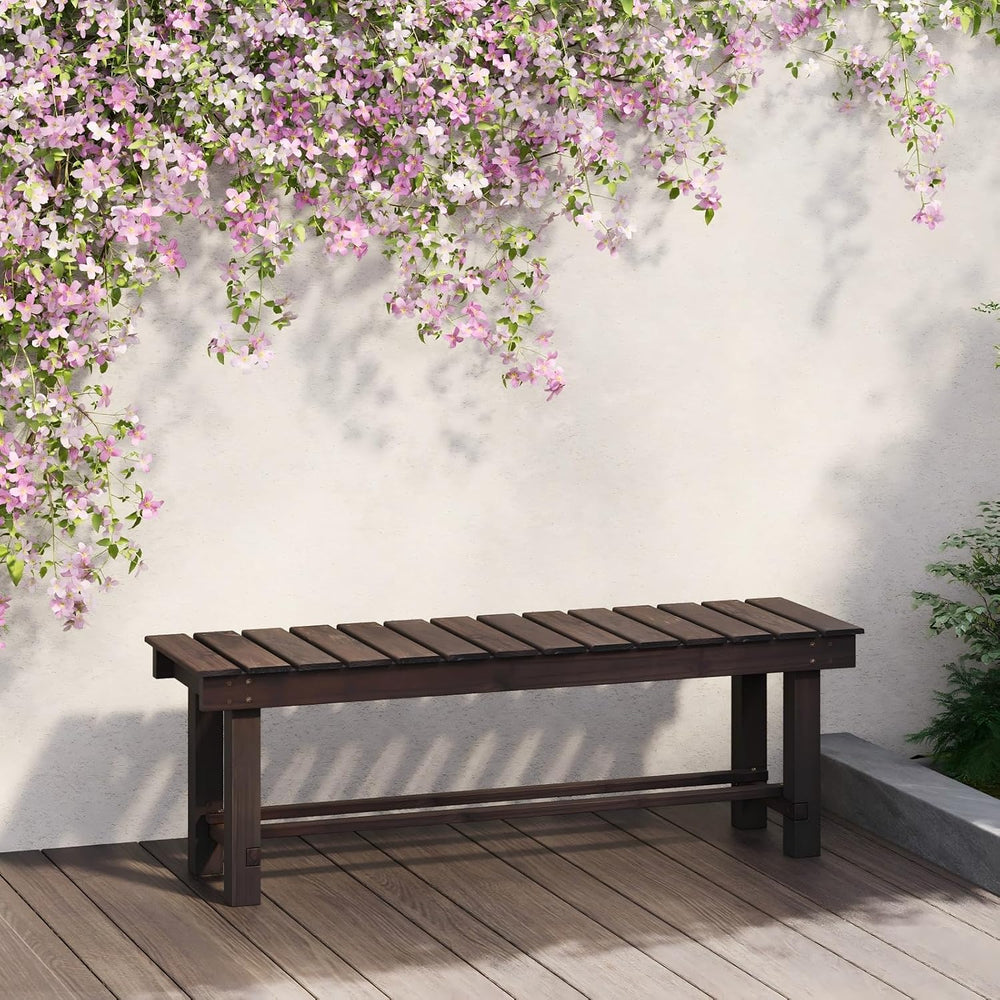 Wood Outdoor Garden Bench Backless Bench 3-Person Seat Entryway Bench 47"L