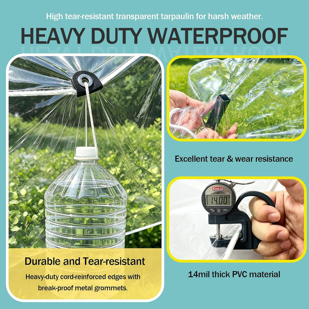 Clear Tarp Heavy Duty Waterproof 6x6ft Clear Vinyl Tarp with Grommets