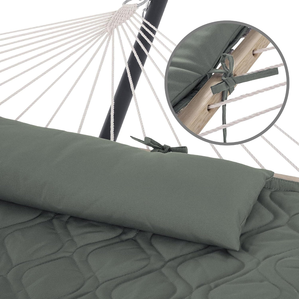 SUNCREAT Patio Portable Hammock with Stand, Carrying Bag, Gray Green Drops