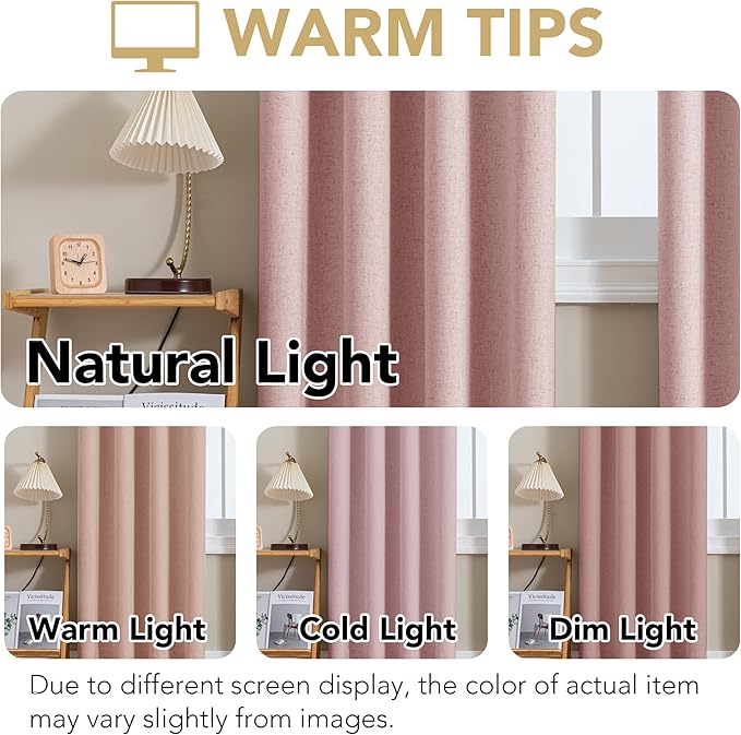H.VERSAILTEX Linen Curtains 100% Blackout Curtains for Bedroom 96 inch Long F...
