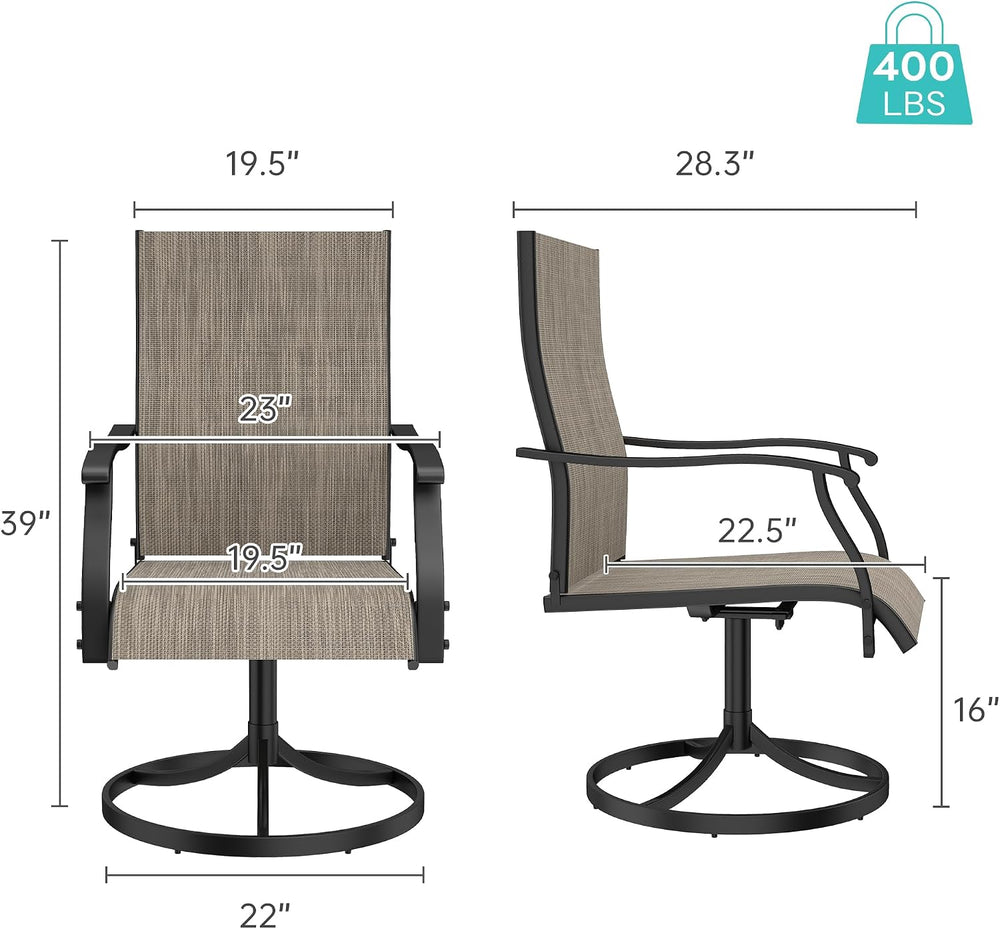 Patio Chairs Set of 2, Outdoor Swivel Chairs Set of 2, Brown