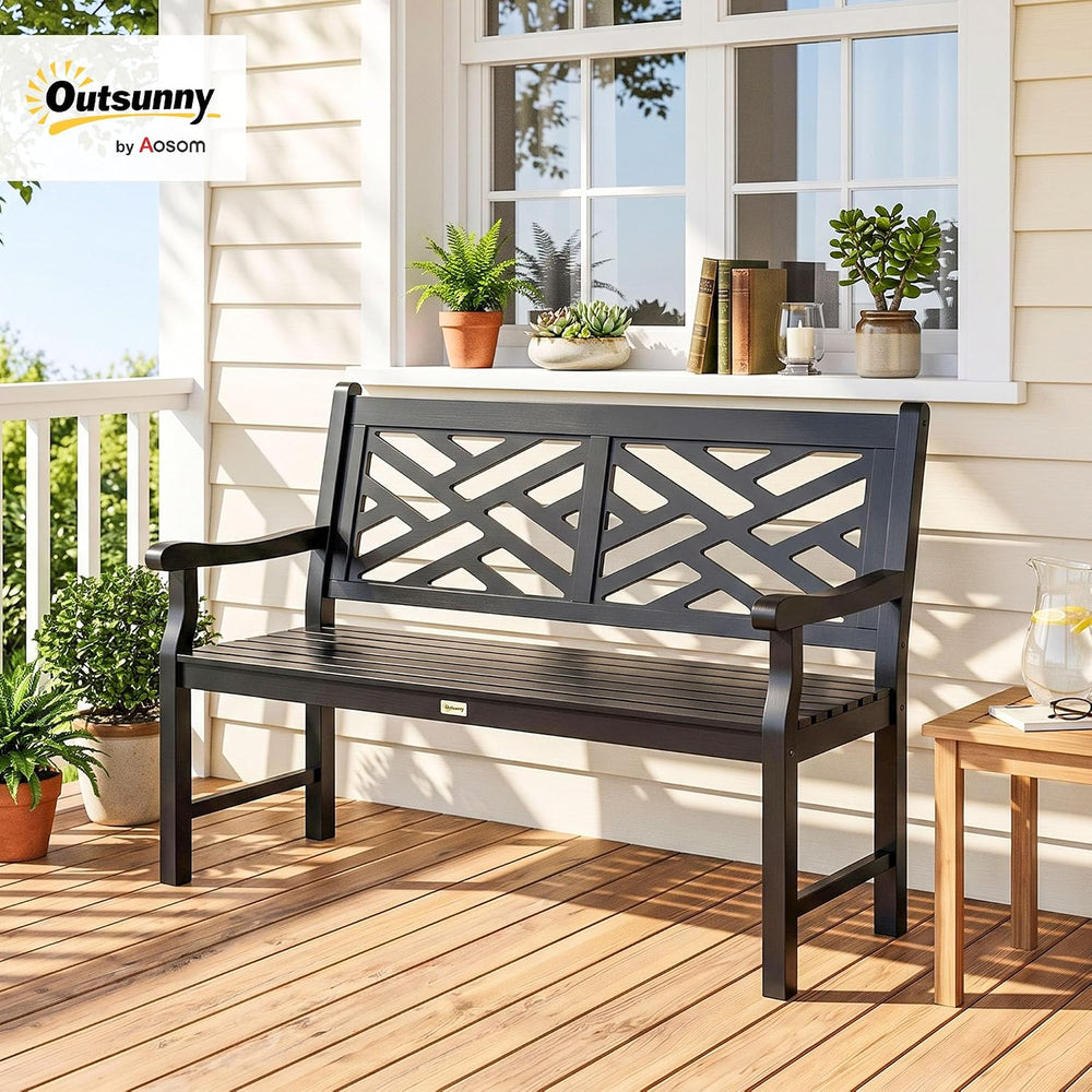 Outsunny Outdoor Garden Bench Wooden Frame Patio Bench 43.25 Inch Black