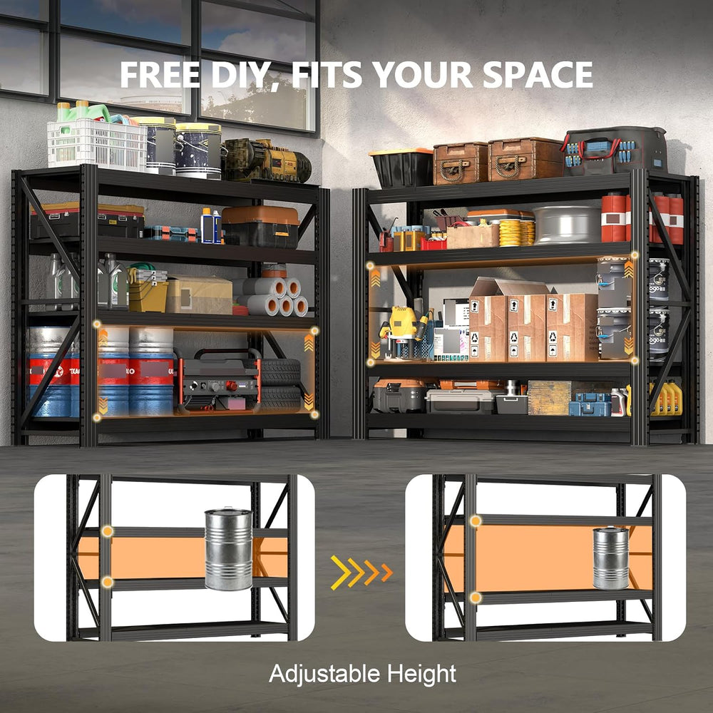 Heavy Duty Garage Shelving, 5000 LBS Metal Shelving Unit, Black Steel
