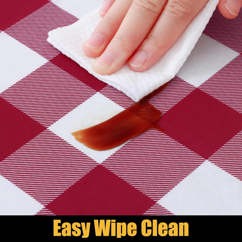 Smiry 8 Foot Picnic Table Cloth, Flannel Backed Fitted Vinyl tablecloths